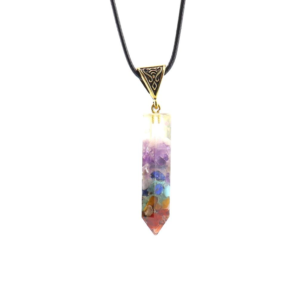 

Colorful Gravel Necklace Resin Glue Wrapped Natural Stone Pendant Live Stream Supply N756 Pure natural