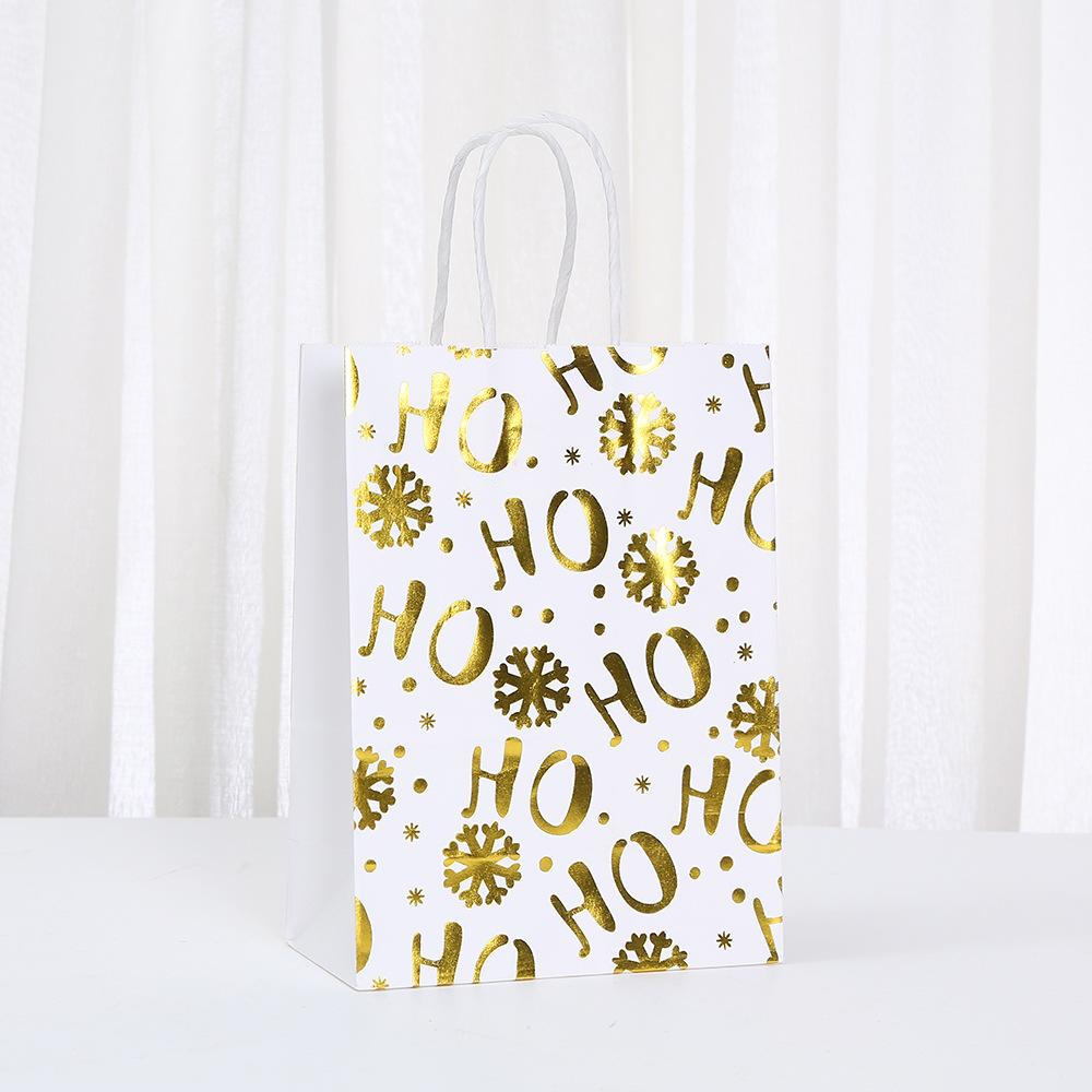 12/30pcs Merry Christmas Paper Tote Bags with Gold Foil Prints Reusable Holiday Bags for Gifts and Favors Packing Candy