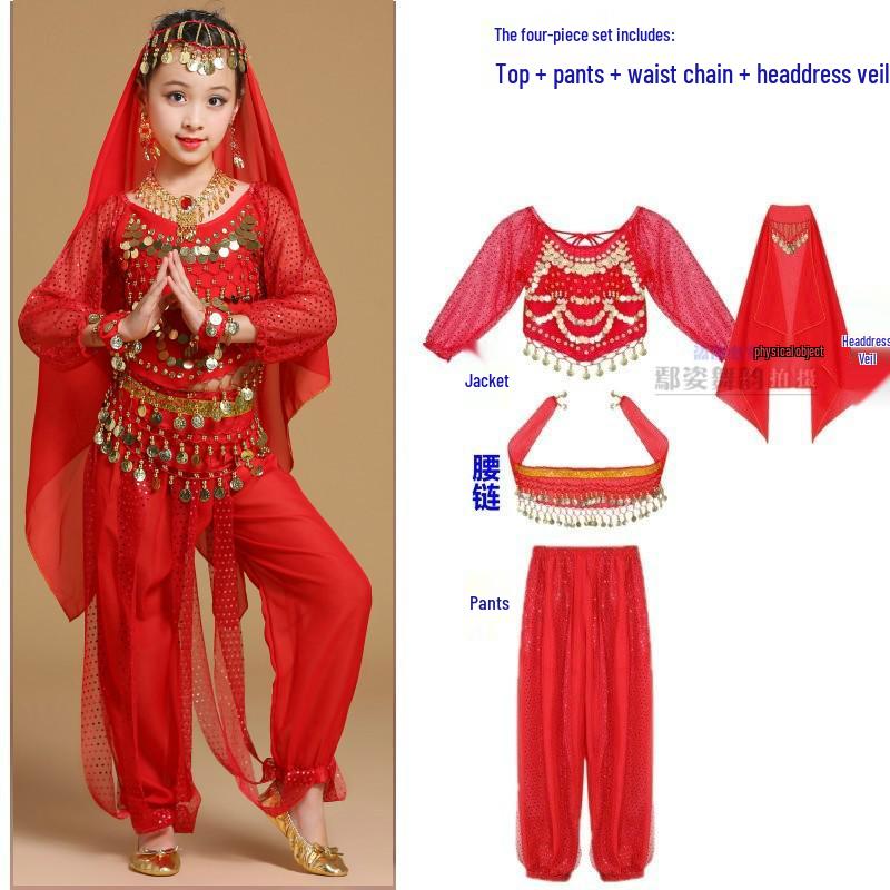 Children's Xinjiang Ethnic Dance Costume for Girls - Toddler Belly Dance Performance Outfit