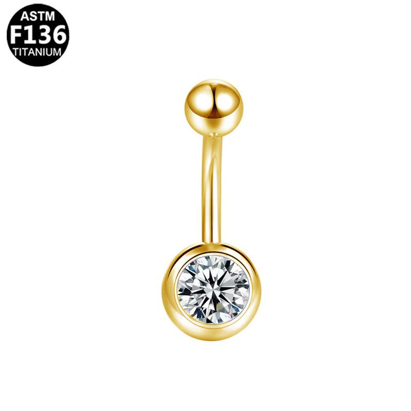Titanium F136 Navel Ring with Diamond Ball for Daily Wear