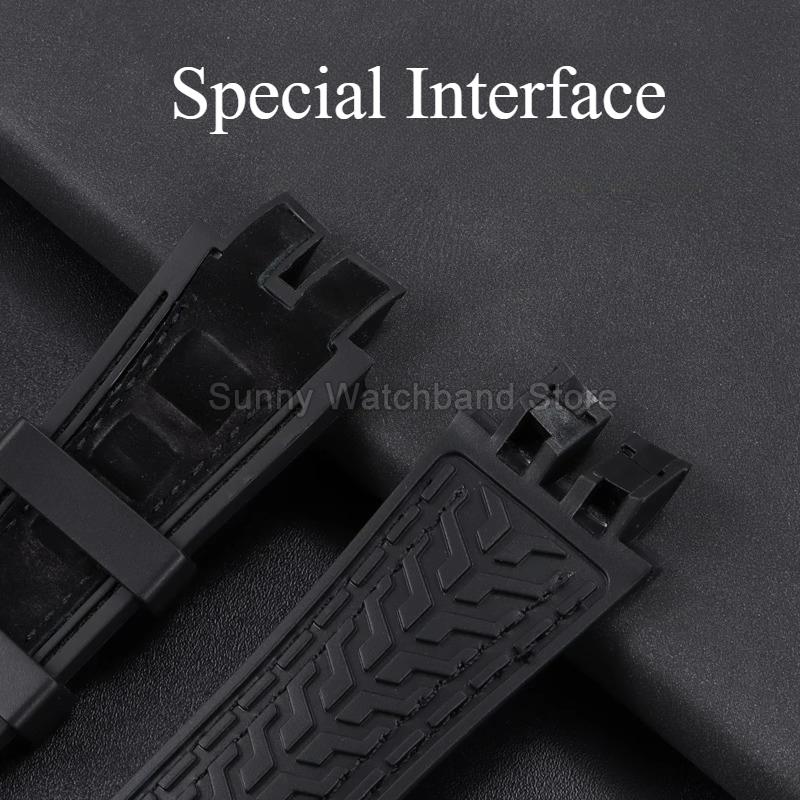 19x28mm Black Blue Red for Roger Dubuis EXCALIBUR Genuine Leather Watch Strap Special Interface Supple Moisture Wicking Design