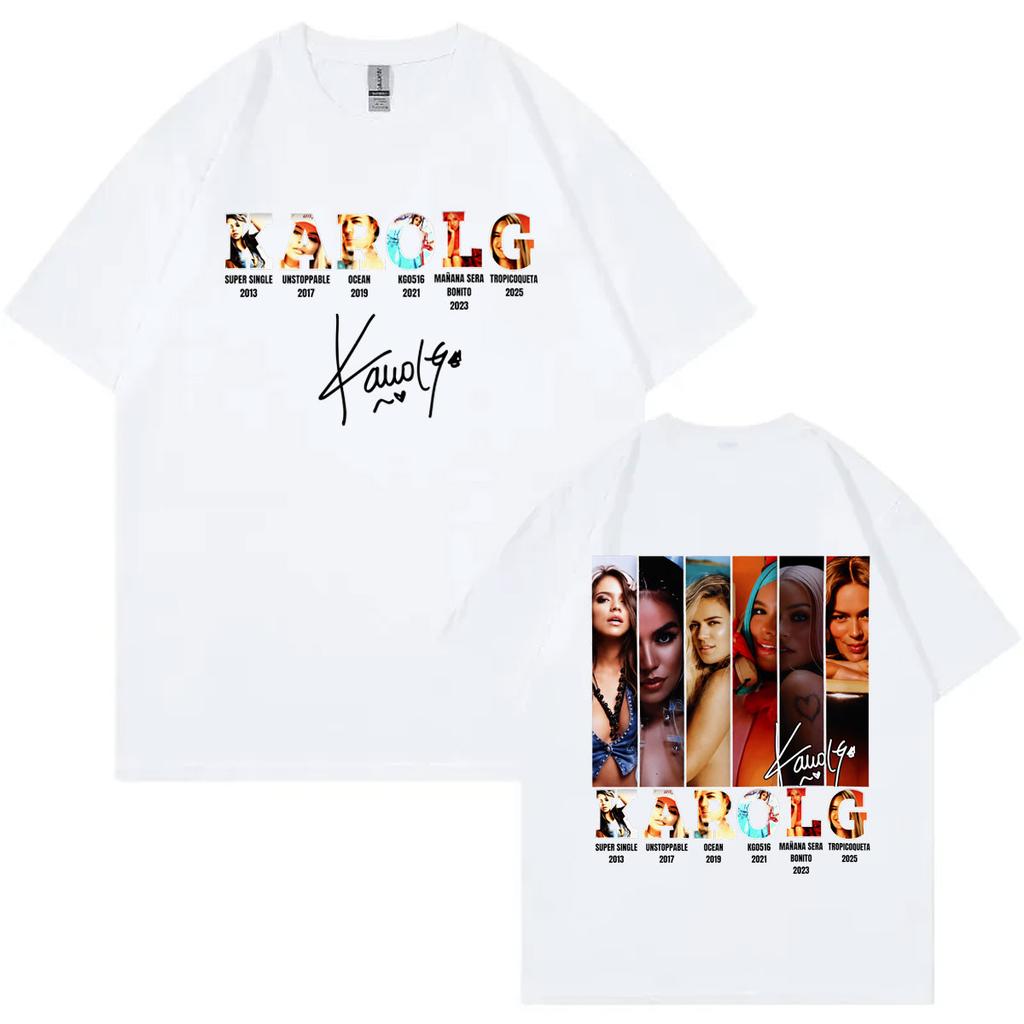 Singer Karol G Album Merch Tshirts Unisex Unisex Clothing Fashion Y2k Aesthetic Tshirt High Quality Cotton Short Sleeve T Shirts