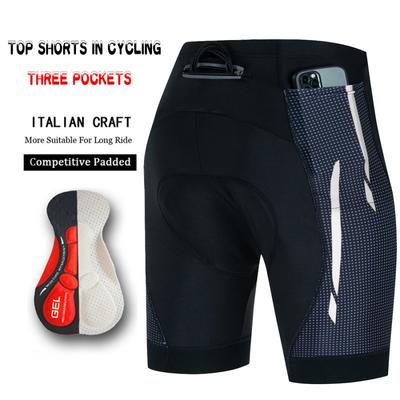 Heren Fietsshorts Met 3 Zakken Sneldrogend Ademend Compressiezeem Race Mountainbike Rit