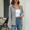 Cárdigan de punto para mujer, color sólido, con capucha, cremallera, suéter de punto, otoño e invierno, suéter con cordón, chaqueta cárdigan para mujer