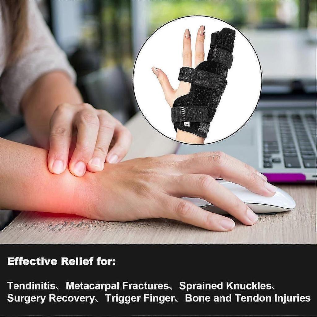 2 Pack Boxer Finger Splint Padded Support Brace Boxer Fracture Splint Metacarpal Finger Splint Hand Brace for Trigger Finger