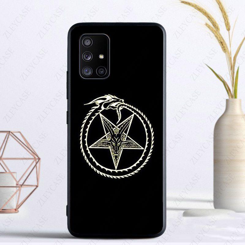 Pentagram 666 Demonisk Satanisk fodral För Samsung Galaxy A13 A53 A11 A12 A32 A22 A52S A10S A41 A42 A33 A30S A40 A51 A71 A21S Fodral