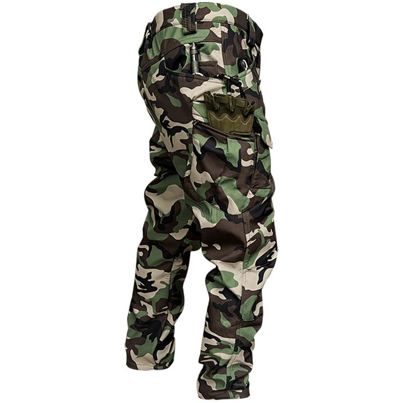 Taktické plyšové kalhoty Pánské X7 Soft Shell Fleece Větruodolné Voděodolné Camo Combat Teplé kalhoty Treking Cargo Kalhoty s velkou kapsou odolné proti opotřebení