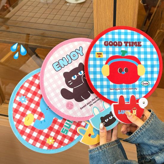 Cartoon Folding Round Fan with Photography Reflector Portable Lightweight Pocket Size Outdoor Travel Camping Summer Handheld Fan