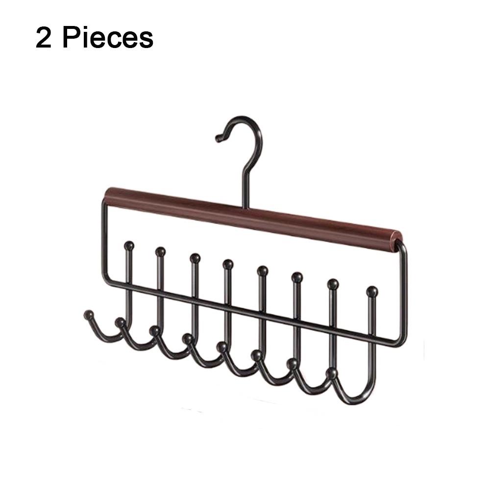 2 Pieces 16 Hook Wooden Clothes Drying Rack Anti-slip Rotatable Women Storage Bra Hangers Large Capacity Space Saving