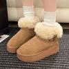 Warm Flipped Plush Thick-soled Medium Tube Snow Boots for Women To Increase Their Height In Winter 2025 New Leather Fluffy Thickened Cotton Shoes