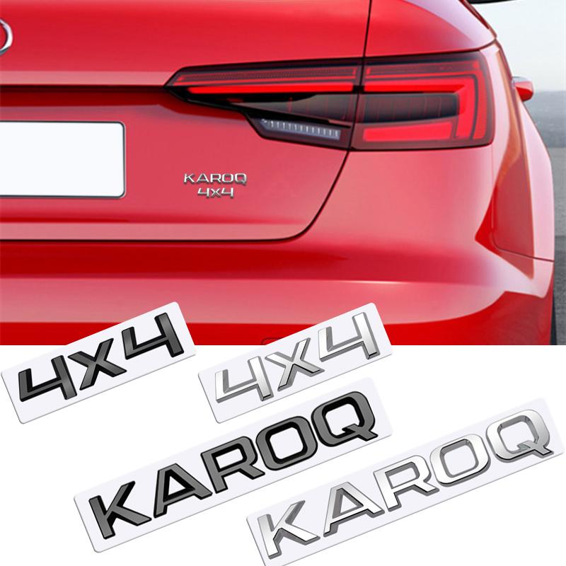 MetaL 3D Badge Logo Car Rear Trunk Body Sticker Letter Emblem For Skoda Karoq 4X4 Accessories Glossy Black Matte Black