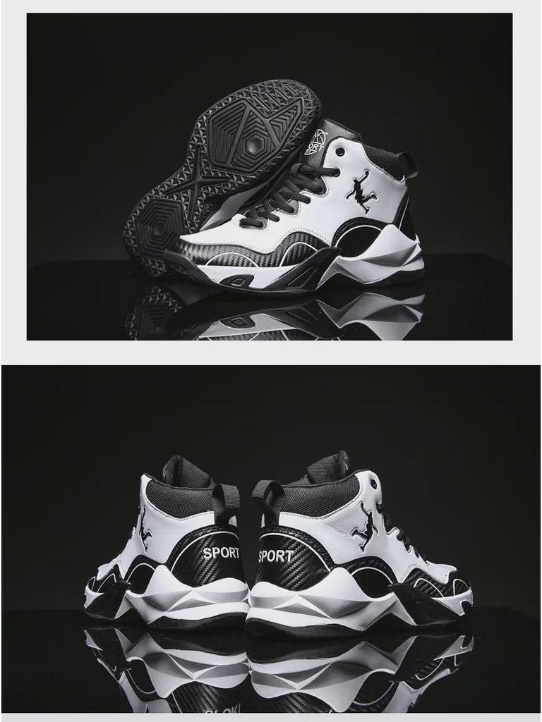 Four Seasons Men's Waterproof Mid-Cut Basketball Shoes - Anti-Slip Leather Training Sneakers for Students and Youth