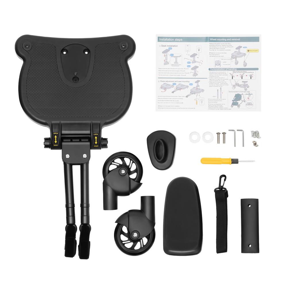 2in1 Universal Stroller Board Buggy Board with Detachable Seat Stroller Glider Board Holds Children Up to 55 LBS