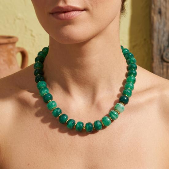 Klobiger Bunter Perlen-Choker Harzperlen-Halskette Boho Urlaubs-Halskette für Damen Tägliches Tragen Sommer Strandurlaub Schmuck