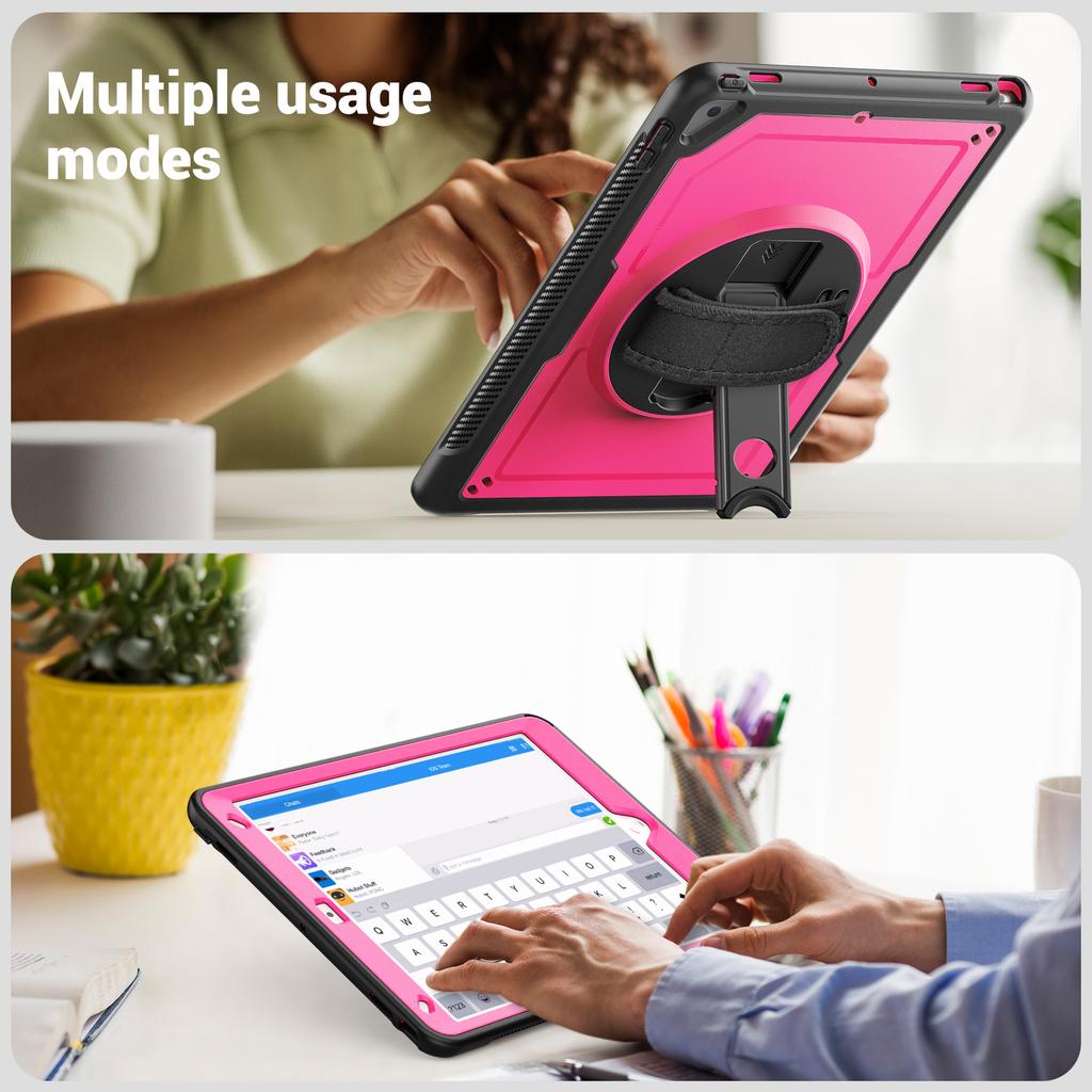 Tablet Case For iPad 10.2 (2021)/(2020)/(2019)/Air 10.5 inch (2019)/Pro 10.5-inch (2017) PC + TPE Cover with Shoulder Strap