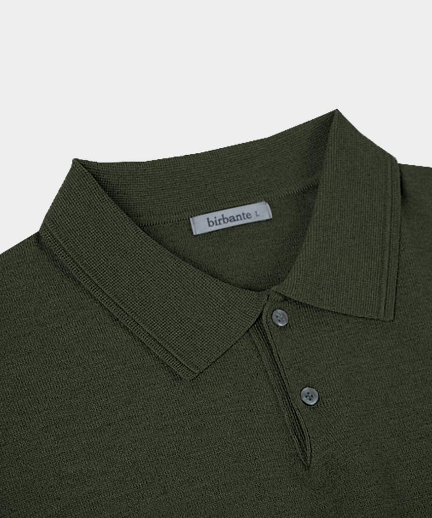 BIRBANTE Soft Washable Line Collar Knit - Khaki