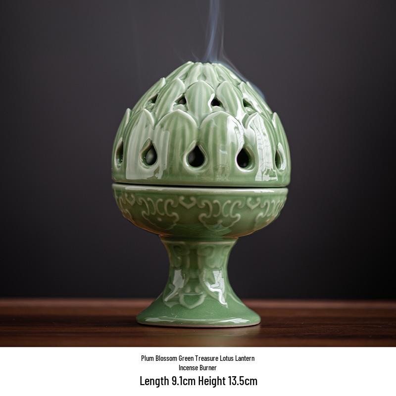 Blue Porcelain Suanni Beast Coil Incense Burner with Lid