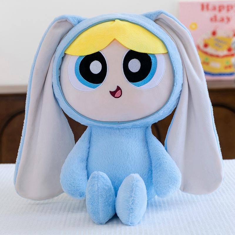 40/55/70cm Animal Powerpuff Girls Cartoon Dress Up Bunny Rabbit Plush Toy Blossom Bow Tie Doll Stuffed Doll Girls Birthday Gift