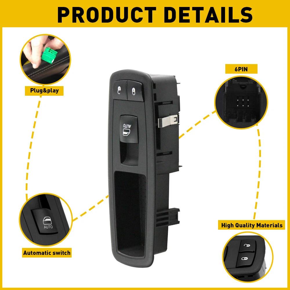 68086692AD Power Window Switch Left Driver Control Button For Jeep Grand Cherokee 2010-2019 68086692AF 68086692AC 68086692AE