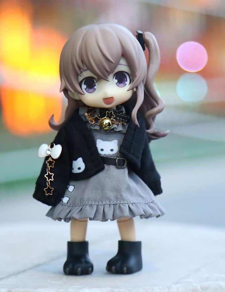 Obitsu 11 OB11 size costume for Obitsu doll 11cm body Cute cat Cat ears Hair accessory One piece Open collar coat 3 piece set