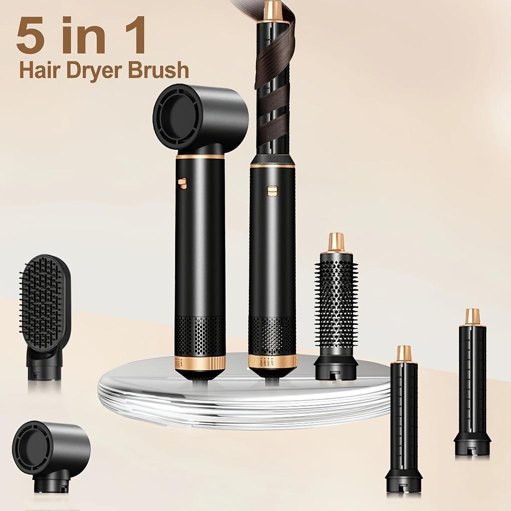 5in 1 Hair Styler, Ionic Hair Dryer & Blow Dryer Brush, Hot Air Styler Without Heat Damage, Hair Dryer Brush & Auto Hair Wrap Curler Fast Drying
