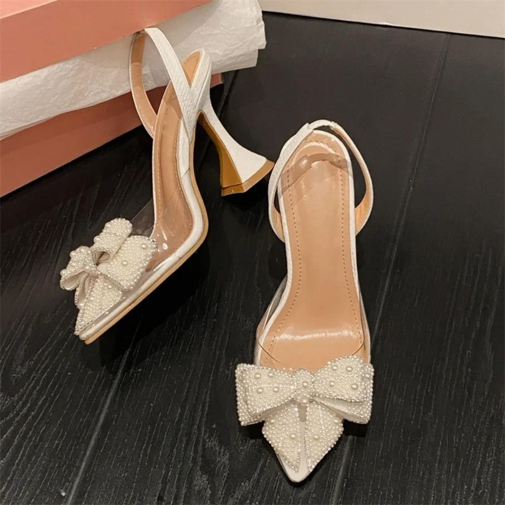 Eilyken Butterfly-knot PVC String Bead Women Pumps Sandals Fashion High Heels Mule Shoes Size 35-42