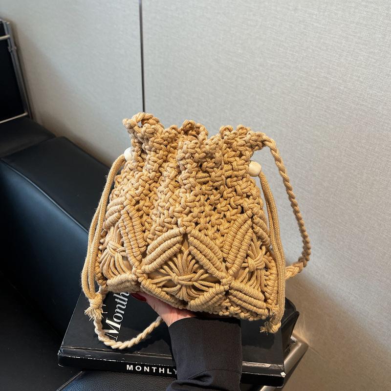 

Нишевая женская сумка через плечо сумка из хлопковой веревки ручной работы в ретро-стиле городская универсальная женская сумка через плечо диагональная плетеная сумка хаки