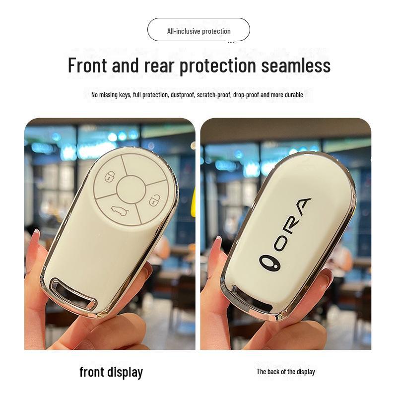 Black Cat Key Cover for Great Wall Euler Good Cat, Lightning Cat, White Cat, Ballet Cat. TPU Protective Shell with Full Coverage Buckle.