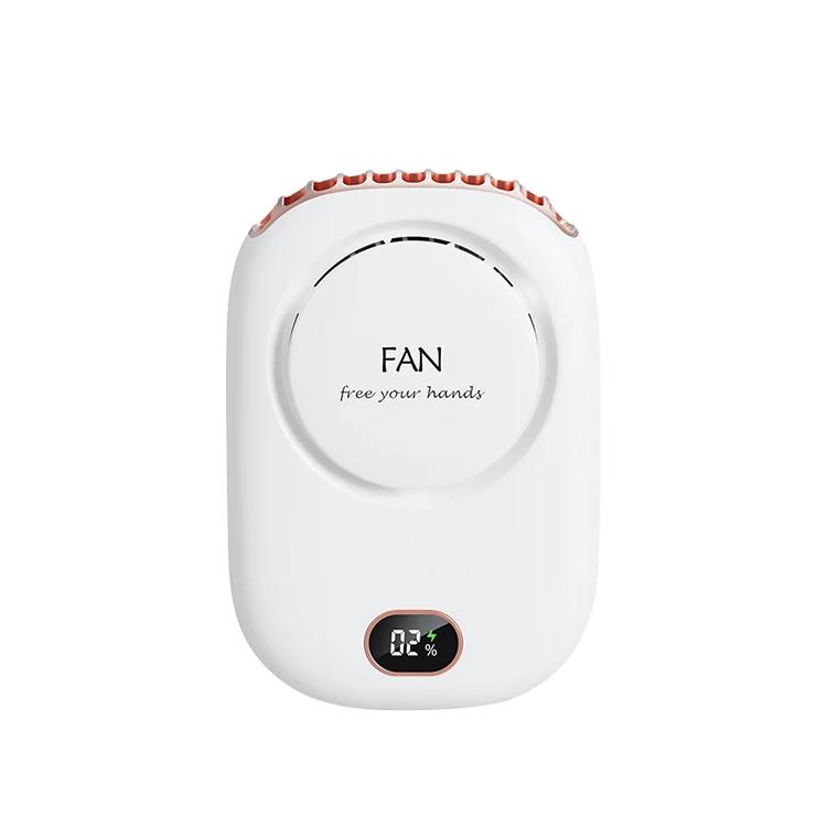 Leafless Neck Fan USB Rechargeable 3 Modes Portable Fan Digital Display 2000mAh Large Battery Hands-Free Cooling Lightweight