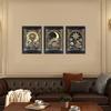 Tarot Cards Celestial Canvas Wall Art Set of 3 Boho Mystic Astrology Paintings Pictures Wall Decor Star Sun and Moon Posters Prints for Living Room