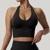 Breathable Back And Neck Hanging Yoga Bra, Shockproof Outdoor Fitness Top, Seamless Sports Bra For Women