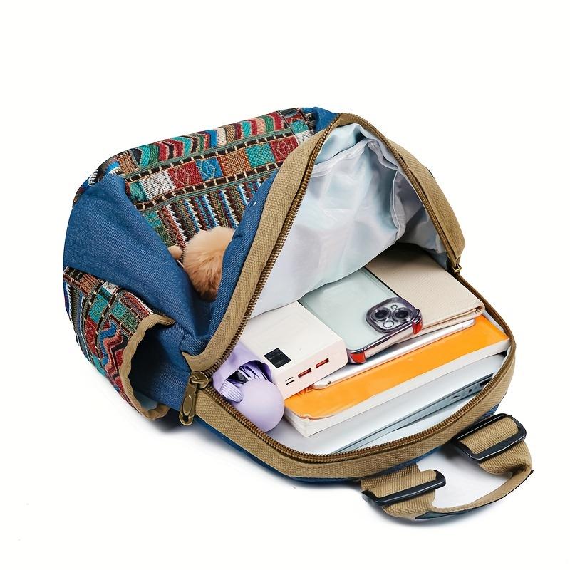 Retro Women's Backpack with Ethnic Style Casual Backpack Suitable for Shopping, Traveling, and Comes with Small Accessories. [Accessories Are Random]