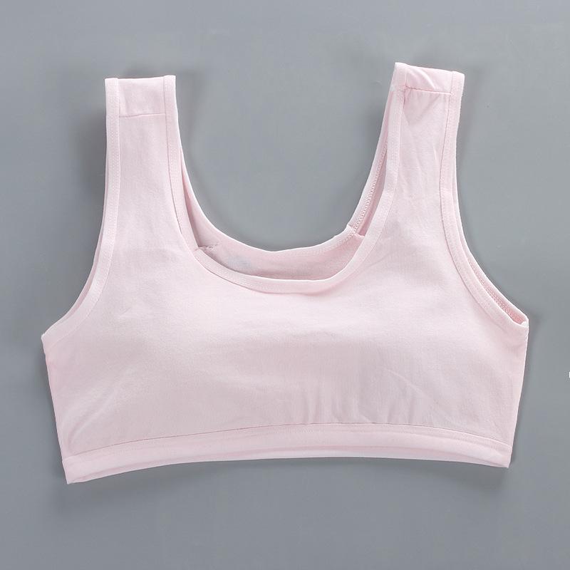 Wireless Cotton Tank Bra with Inserts for Junior High Students - Summer Sports Style