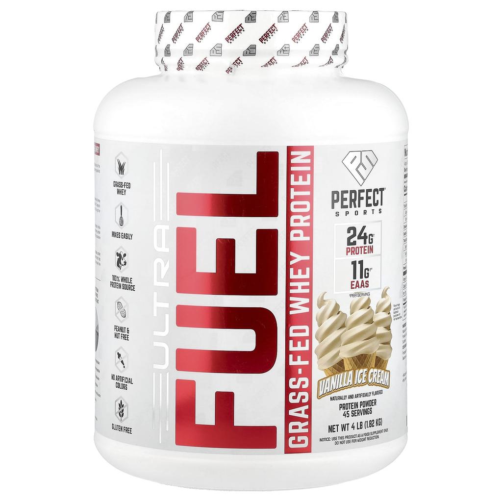 Ultra Fuel, Grass-Fed Whey Protein, Vanilla Ice Cream Flavor, 1.82Kg (4Lb)