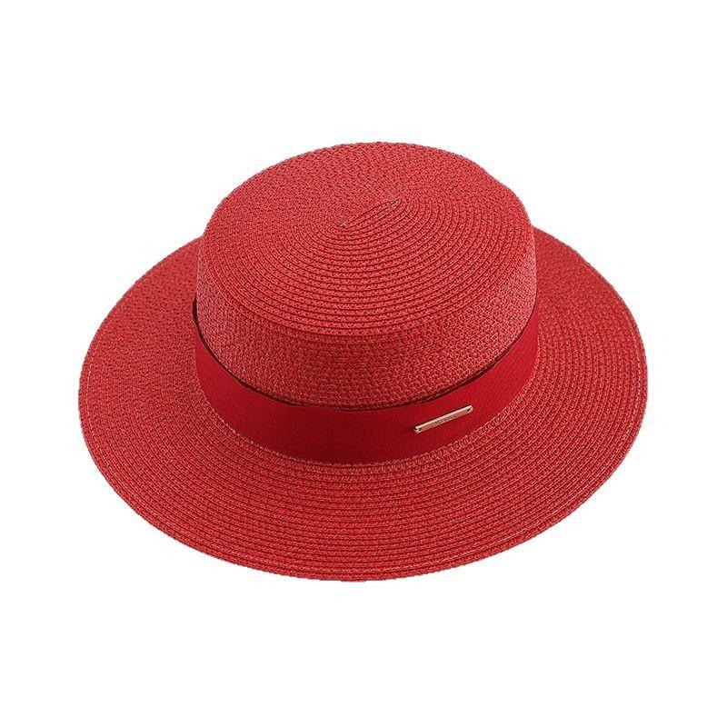 Internet celebrity French retro flat top straw hat summer travel sun hat manufacturer