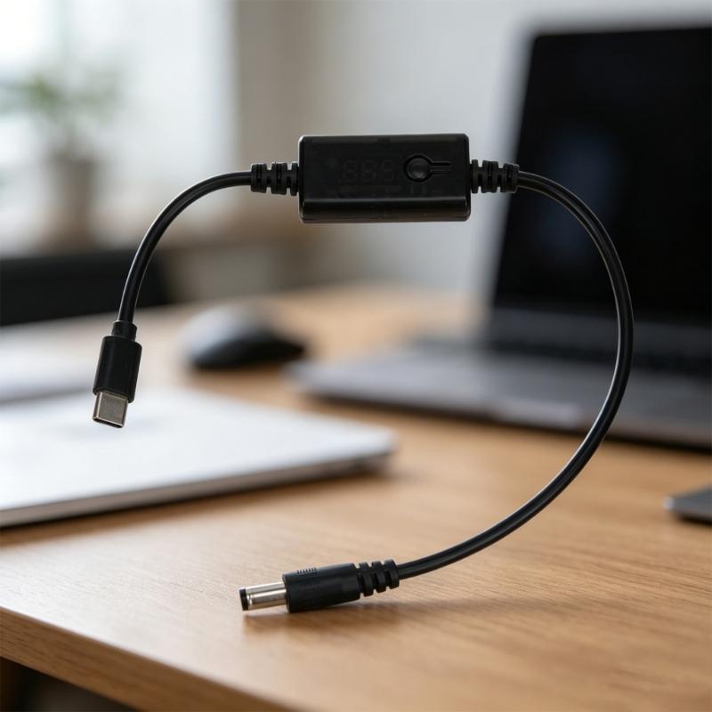 USB C PD Triggering Cable 5.5x2.5mm 65W Multifunctional Power Cord With Digital Display For LED Speaker