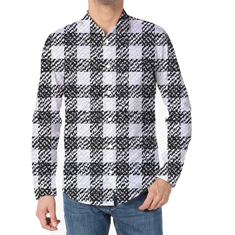 

Модная новая мужская клетчатая рубашка 3d печать повседневная мужская рубашка