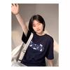 American Trendy Brand Pure Cotton Short-sleeved Women's Summer Fun Dog Print Couple Crew Neck T-shirt Loose Large Size Half-sleeved Top