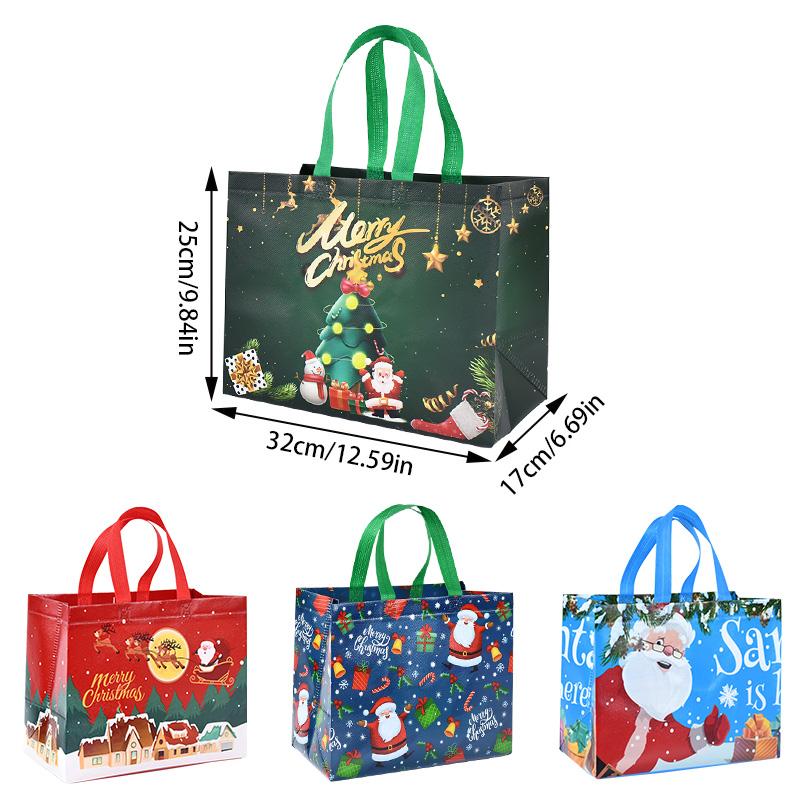 4/8pcs Christmas Gift Bag with Handles Xmas Non-Woven Tote Bag Santa Snowman Candy Treat Bags Navidad New Year Party Decorations