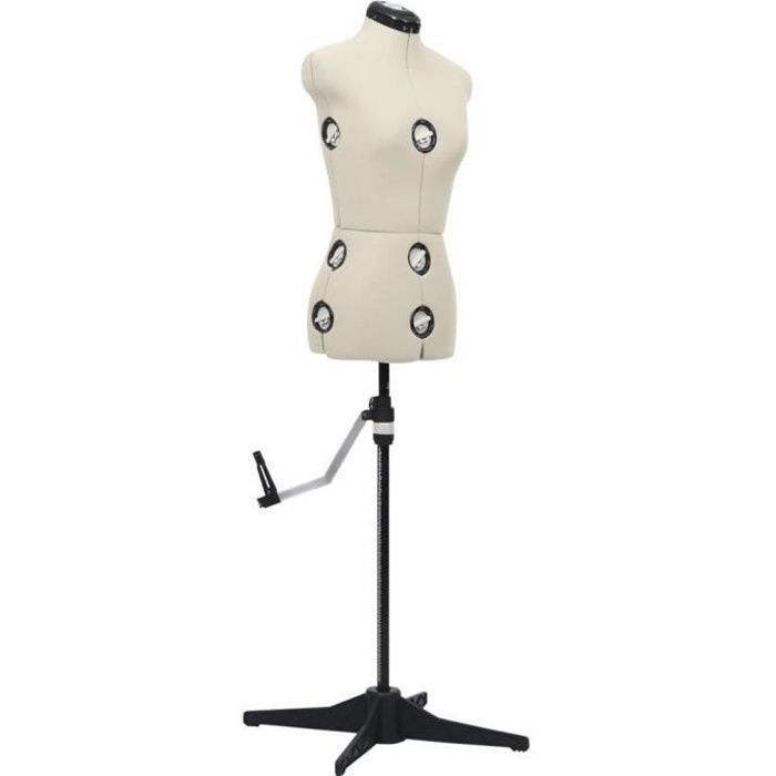VidaXL Mannequin de robe ajustable pour femme Crème S Taille 33-40
