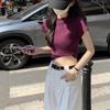 Chic Y2K Crop Top Solid Color Tees Shirts Women Simple Short Sleeve T-shirt  Streetwear