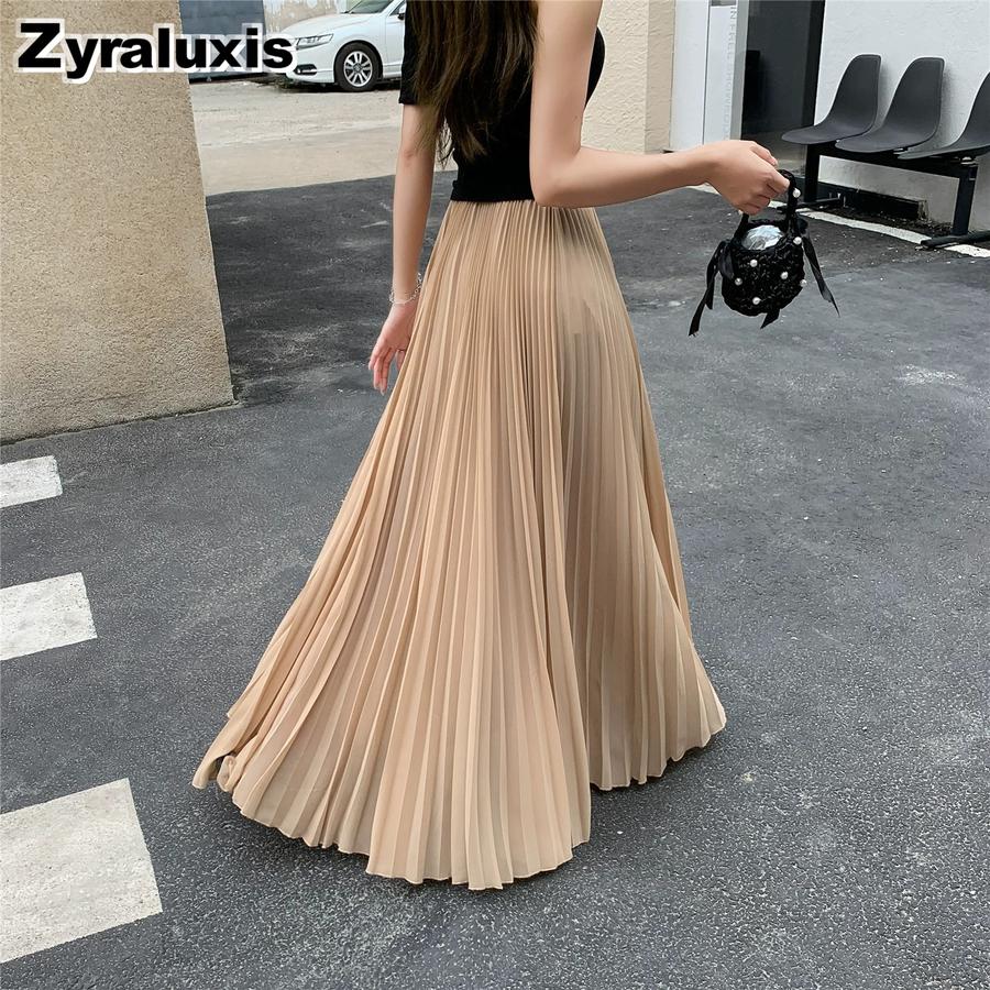 Gentle Breeze Maxi Chiffon Midi A-Line Skirt for Women Summer New Arrivals Casual Over-the-Knee Ruffles Dress