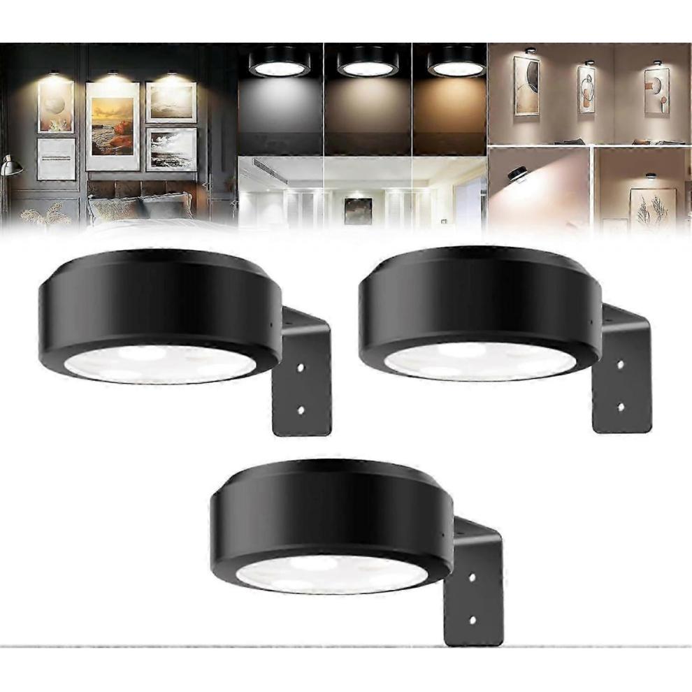 3Pcs Wireless Rechargeable Magnetic LED Picture Lights for Wall, Adjustable Color Temperature, Battery-Powered Art LightingWhite