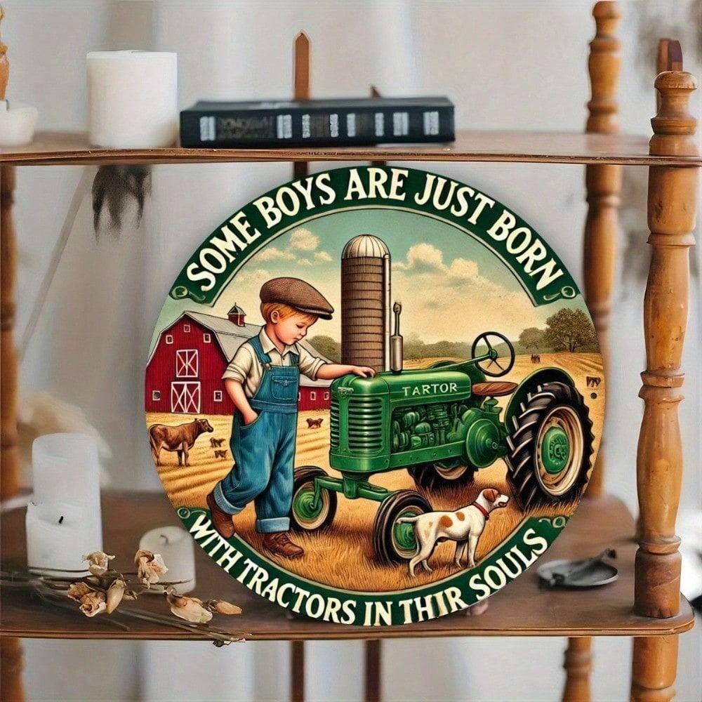 Retro Tractor Metal Sign 20x20 Cm Vintage Tin Poster for Bar Wall Decor