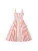 Vestido de noche rosa de estilo europeo y americano con volantes, escote cuadrado y talle alto para mujer.