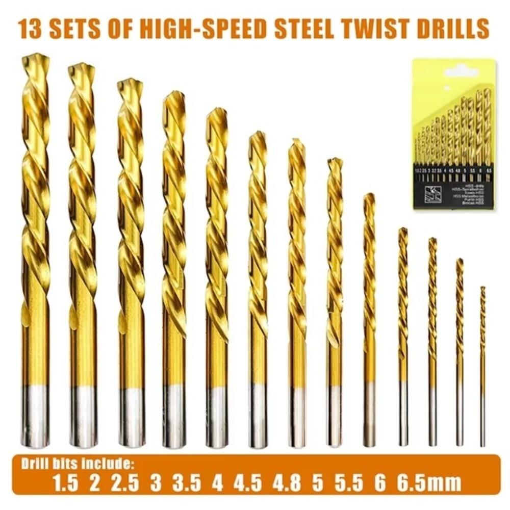 Multifunctional 13-piece Titanium-plated Twist Drill Portable Hand Drill Punching Tool