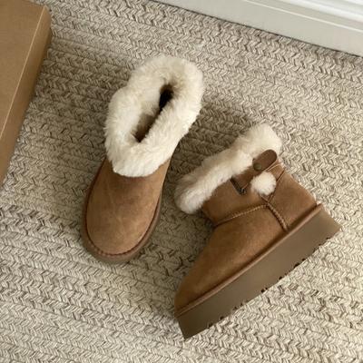 Winter New Sheepskin Integrated Wool Boots Belt Buckle Short Thick-soled Snow Boots Women's Fleece Thickened