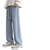 American Retro Washed Jeans Men's Autumn New Foot Pleated Slightly Pulled Trousers Casual Loose Straight Pants