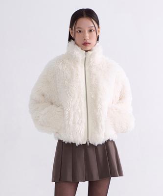 Musinsa Standard Woman Women'S Synthetic Fluffy Fur Zip-Up Jacket [Cream]