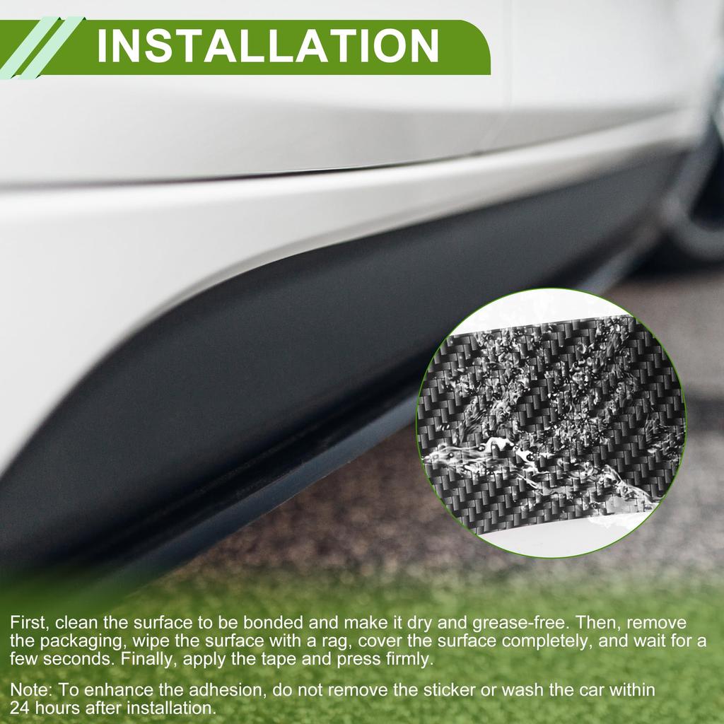 HOPESPANNER Universal 13ft x 2.76inch Car Side Skirt Protector Adjustable Side Edge Guard PVC 1PC Carbon Fiber Pattern Black
